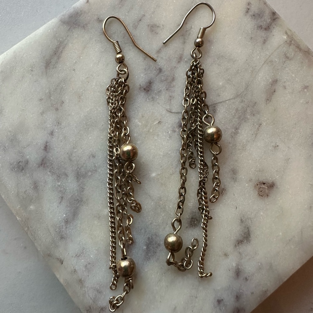 Gold Beaded Dangle Earrings